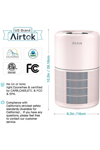 AIRTOK HEPA Air Purifier for Bedroom Home (4-in-1 H13 True HEPA, Fragrance Sponges)