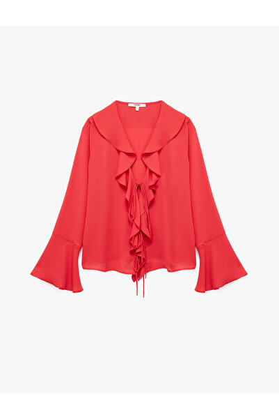 Koton Red Women's Ruffle Shirt