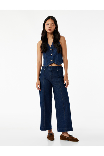 Koton Navy Women's Culotte Jeans