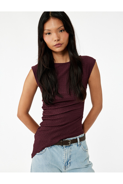 Koton تي شيرت نسائي بدون أكمام باللون العنابي