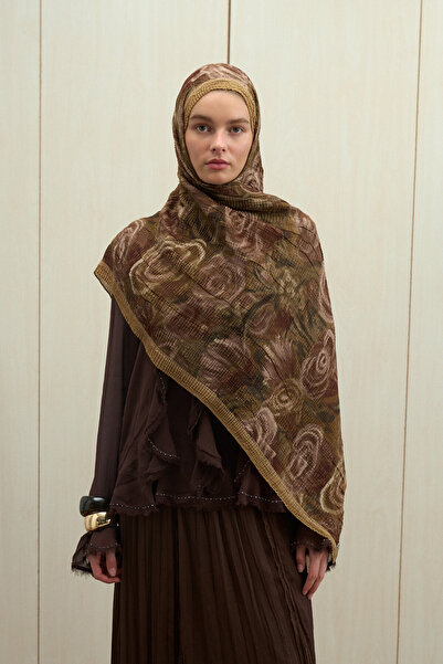 cs camellia scarf Şal de muselină cu strălucire moale - șofran