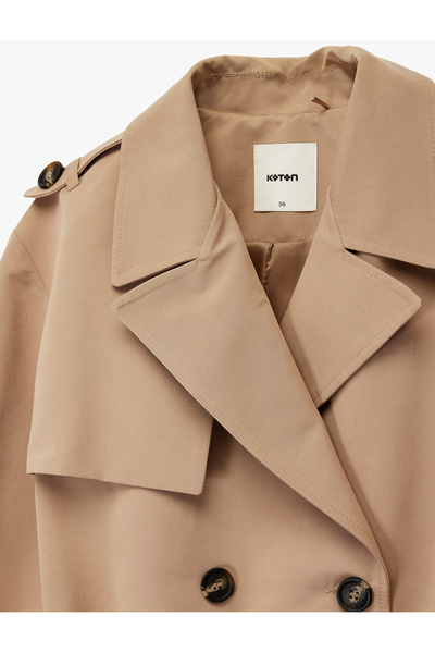 Koton Beige Women's Gabardine Trench Coat