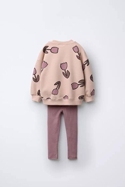 Çipil Girl's Tulip Patterned Suit