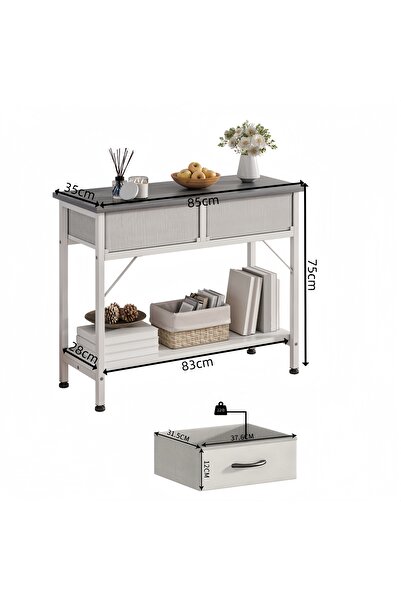 Venpara Console Table for Entryway, Sofa Table with 2 Large Drawers, 2-Tier Storage Organizer