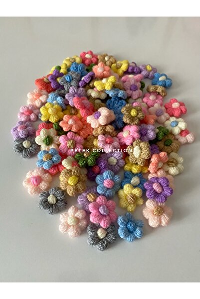 Petek Collection Örgü Papatya Açık Renkli Motif Çiçekler (10 adetli)