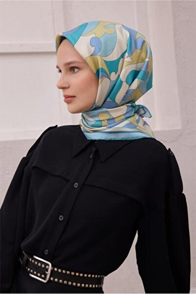 Belli Tivil Pure Silk Scarf 4213 - 38 Μπλε αφηρημένο σχέδιο