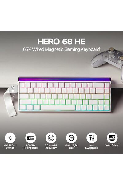 Epomaker Aula Hero68 HE Wired Magnetic Gaming Keyboard (White)