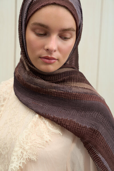 cs camellia scarf Elenora Muslin Shawl - Brown