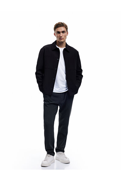 Koton بنطلون تشينو مضلع للرجال باللون الرمادي