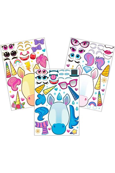 JOYIN 36-Piece Make-A-Face Unicorn Mix-and-Match Sticker Sheets, Party Supplies for Kids