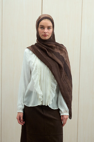 cs camellia scarf Elenora Muslin Shawl - Bitter Brown