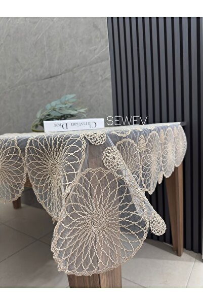 sewev Lace Tablecloth Fiskos Coverlet (Milk Coffee)