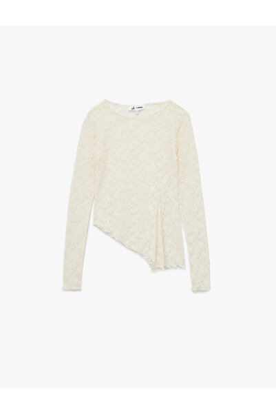 Koton Beige Women's Long-Sleeved T-Shirt