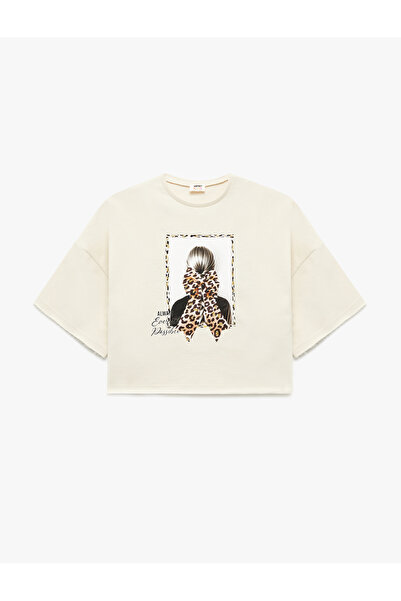 Koton Beige Girl's Cotton T-Shirt