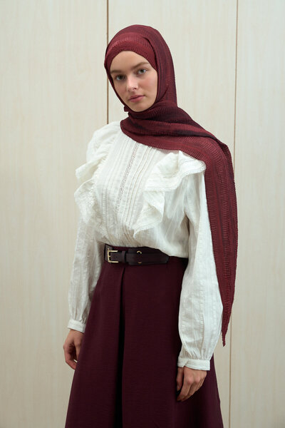 cs camellia scarf Elenora Muslin Shawl - Cherry