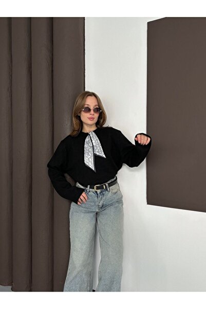 Lamierra Pulover tricotat pentru femei Yumoş cu eșarfă