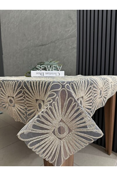 sewev غطاء طاولة دانتيلي فيسكوس (قهوة بالحليب)