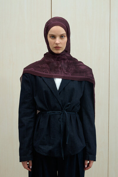 cs camellia scarf Soft Glow Müslin Şal - Mor