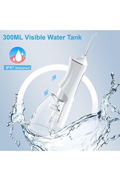 HYX Water Flosser SC-WF029 — Cordless Oral Irrigator, 300mL Tank, IPX7, 4 Modes, 4 Nozzles