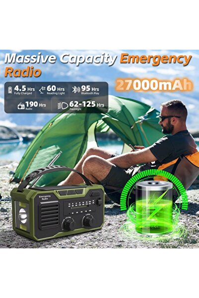 Crank Brothers Crank Brothers portable emergency radio, 27,000 mAh, Bluetooth, green, powerbank function
