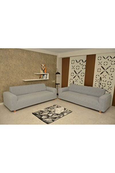 YELLOW HOME COLLETİON KOLTUK ÖRTÜSÜ GİYDİRMELİ 3+3+1+1 JAKAR LİKRALI GRİ