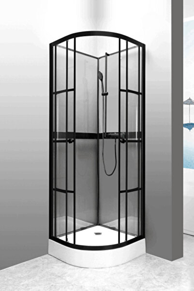 Senorita شاور سنيوريتا زاوية متكامل مع خلاط دش موديلst 9046 لون اسود مع حوض اكريلك ارضي وزجاج سكريت