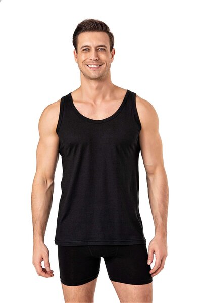 OBJE Erkek Siyah Modal Yaz Serinliği Atlet