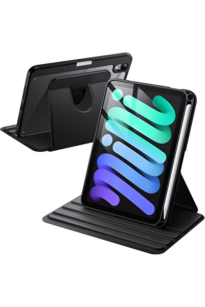 JETech جراب دوار 360 درجة لجهاز iPad mini A17 Pro (2024) / mini 6 (2021) - أسود