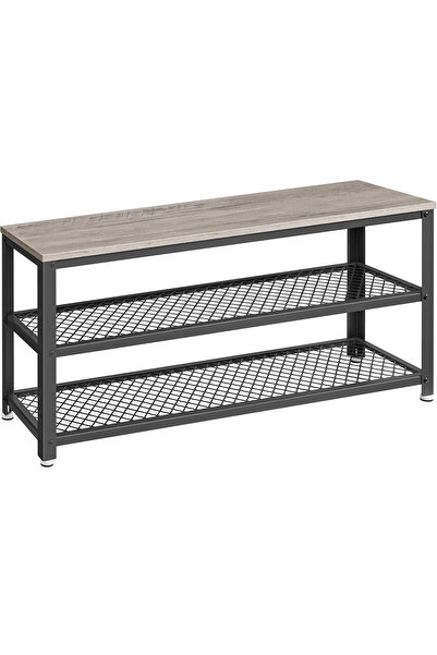 VASAGLE Suport pantofi cu 2 rafturi, 100x30x45cm, oțel, stil industrial, gri