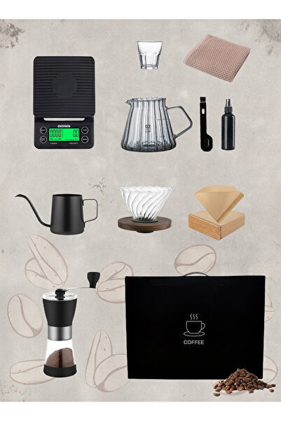 CHOIWIN مجموعة قهوة بالتنقيط V60 - 10 قطع مع غلاية مطحنة يدوية محمولة وملحقاتها في صندوق هدايا