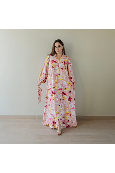 LINELLE Ladies Casual Dress – Rayon Button Down Printed Maxi