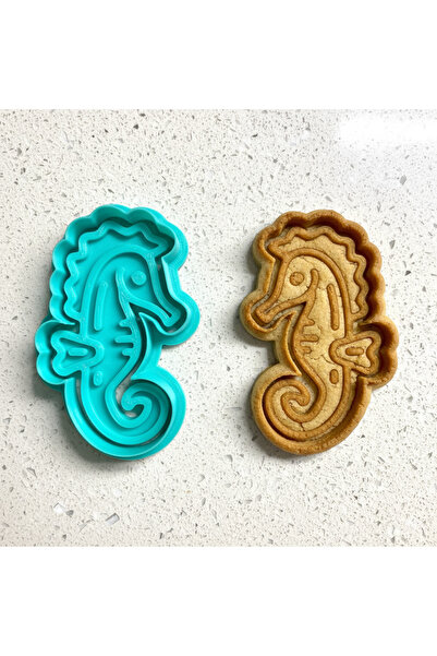 Craftelle Cute Seahorse Cookie Cutter and Stamp Set, Sea-Themed Party, Sugar Dough, Clay Sculpting