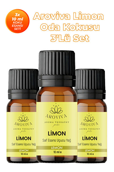 Limon Oda Kokusu 3'Lü Set- Doğal Esansiyel Uçucu Yağ, Difüzör Esansı, Buhurdanlık Yağı