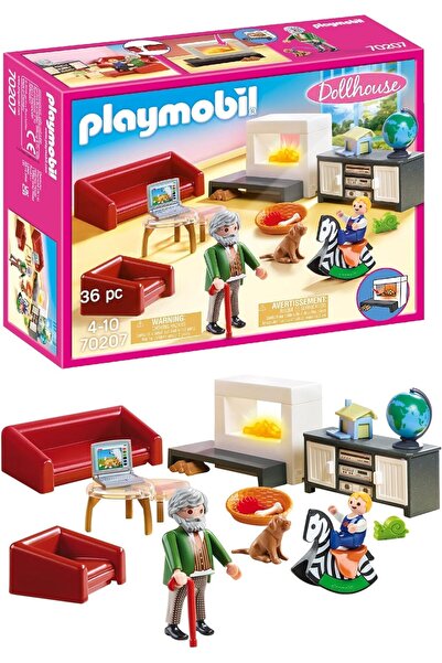 Playmobil 70207 غرفة معيشة بيت الدمية مع مدفأة