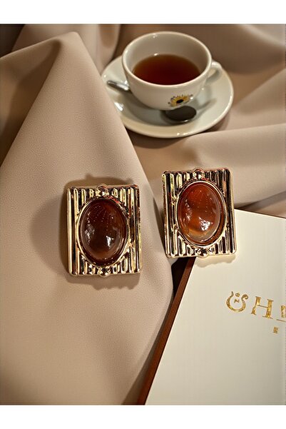 Bo Takı ve Aksesuar Vintage kahverengi küpe