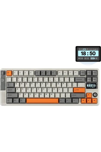 Epomaker RT85 Wireless Mechanical Keyboard with Joystick & DIY Screen, 8000mAh, 75% (Retro White)