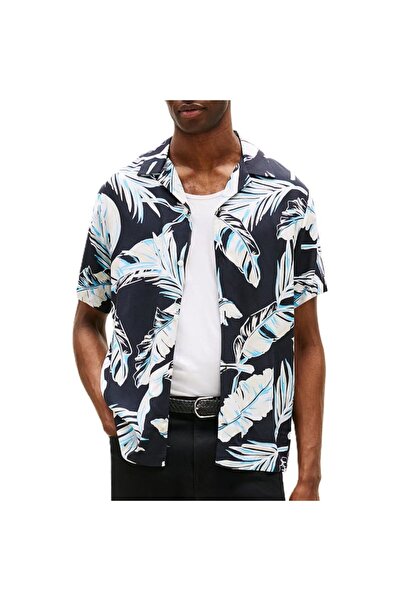 Tommy Hilfiger Camasa Ελαφρύ Πουκάμισο με Ολόσωμο Σχέδιο Φύλλων και Κοντά Μαν...