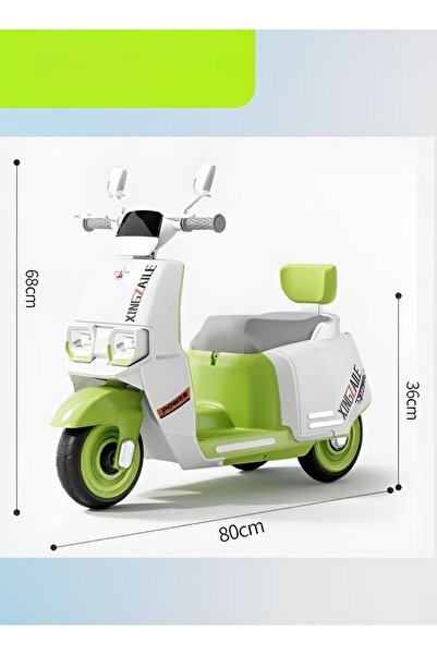 Toybox Stylish Electric Scooter for Kids with LED Lights, Music & 6V, BO Green Ride-On Toy with Backrest