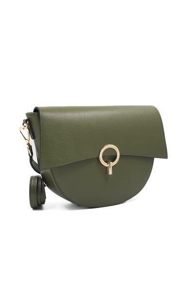 Posete Fagaras Christine Leather Purse - Khaki, 1 Compartment, 3 Pockets, 2 S...