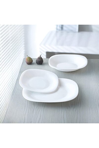 Houzi 16 Pcs Opal ware Dinner set 4 x Dinner plate 4 x Dessert plate 4 x Bowl 4 x Cup and Saucer