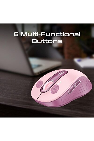 Promate Wireless Mouse, Ergonomic Ambidextrous, 1600DPI, 150H Working Time for MacBook, KEN PINK