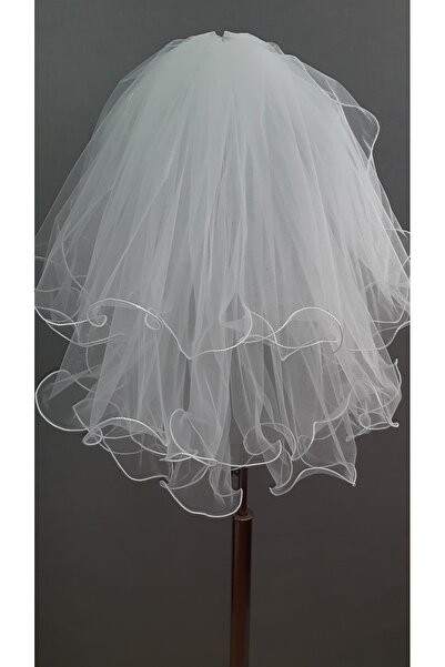 Suzanna Moda Kırık Beyaz_Hayal Tül Duvak_70x60x50_cm_Boy_Taraklı_3_Kat Şeritli, Bukleli,Duble Dalgalı ve Kabarık