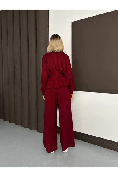 MIZUKI Wide-Lettered Pants with Belt Jacket Modal Suit