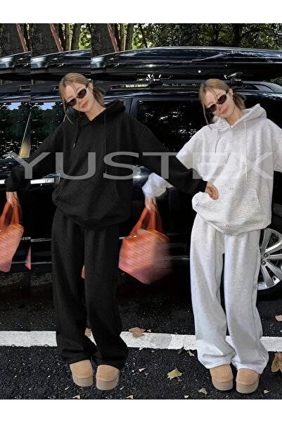 CAONNES Set de trening din 2 piese Winter Kombini (negru-gri) Pantaloni de tr...