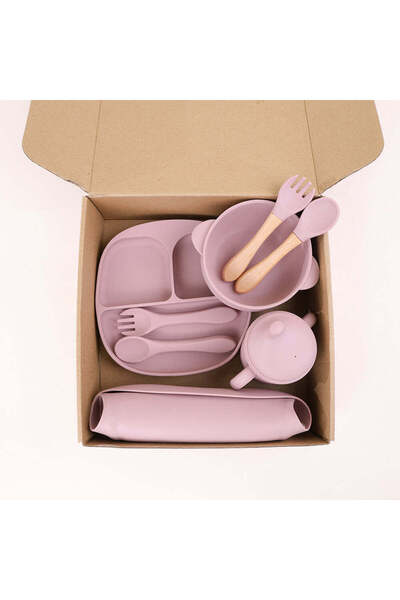 OEM Set de hranire pentru bebelusi din silicon, 10 piese, roz