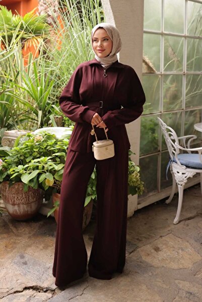 Asya Karen Polo Pants Suit with Tie