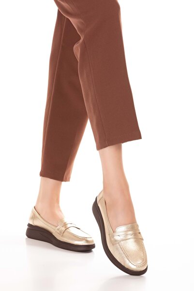 Gondol Hakiki Deri Anatomik Taban Rahat Ayakkabı usl.2170 Gold