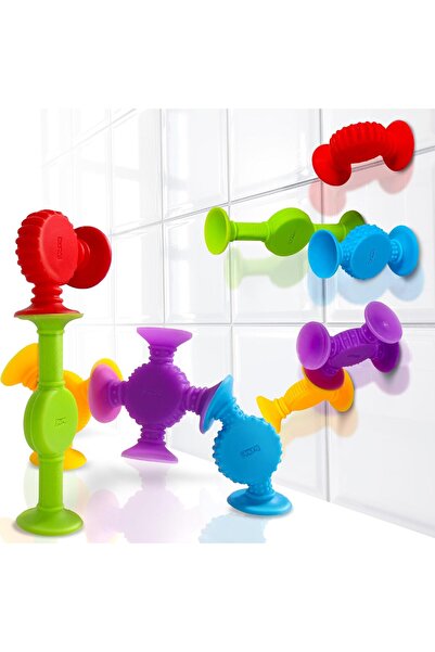 BUNMO ألعاب استحمام شفطية مزخرفة، ١٠ قطع | تواصل، ابنِ، ابتكر