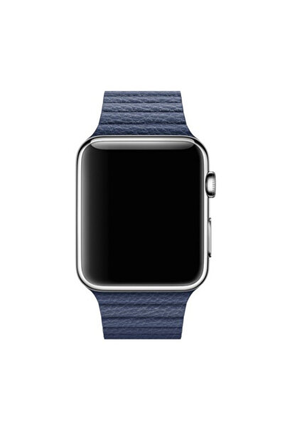 iUni Curea compatibilă cu Apple Watch Ultra/SE/8/7/6/5/4/3/2/1, 42 mm, buclă din piele, albastru miezul nopții