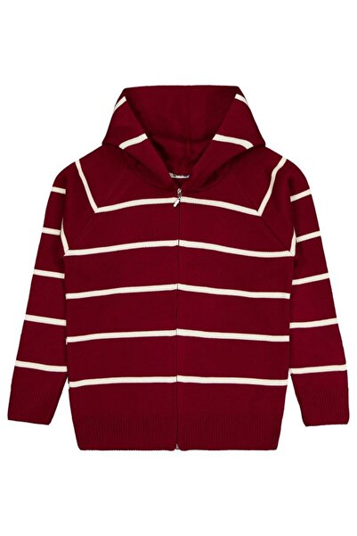 Civil Boys Striped Patterned Cardigan for Ages 10-13 - Burgundy10-11 Years Old